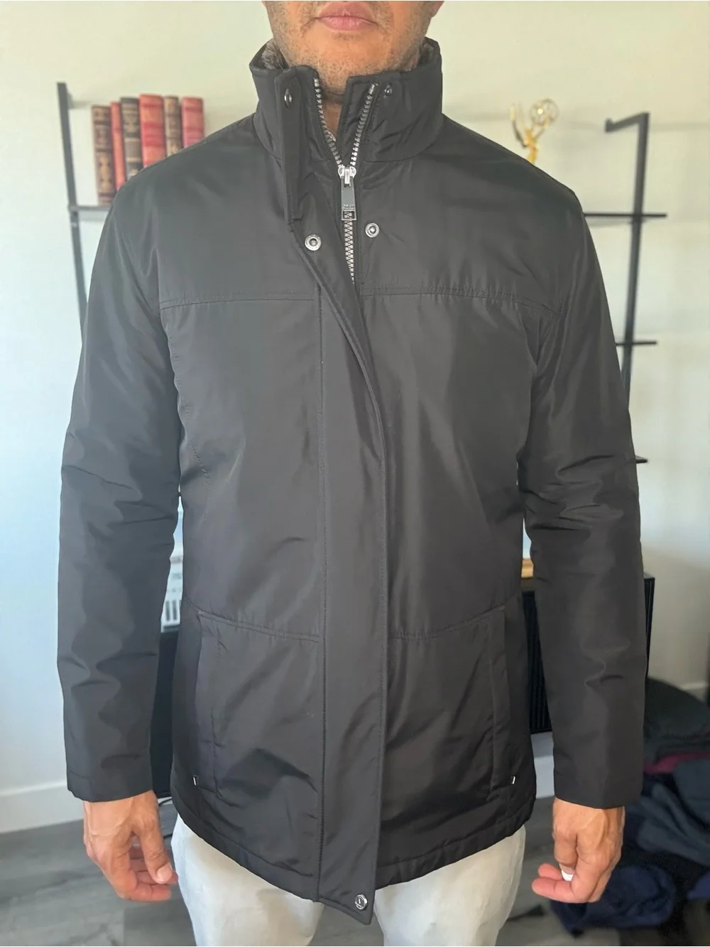 Men's Black Faux Fur-Lined Winter Coat - Classic Parka